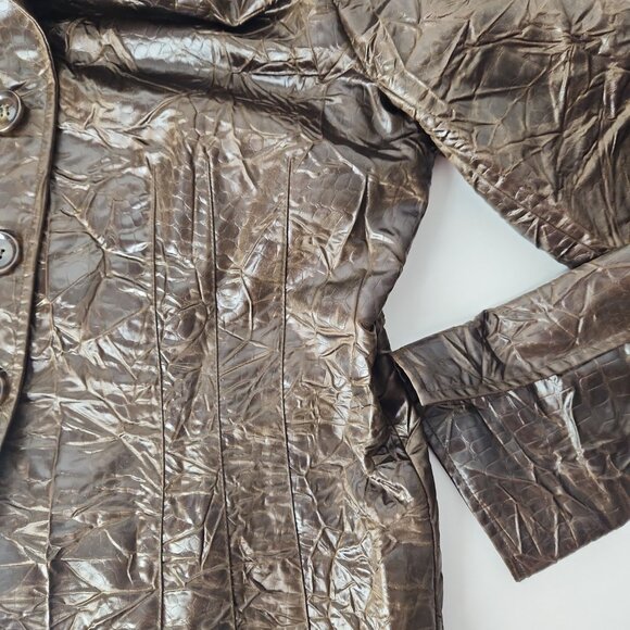 Lafayette 148 New York brown crinkle textured blazer jacket Sz 6 - Picture 7 of 15